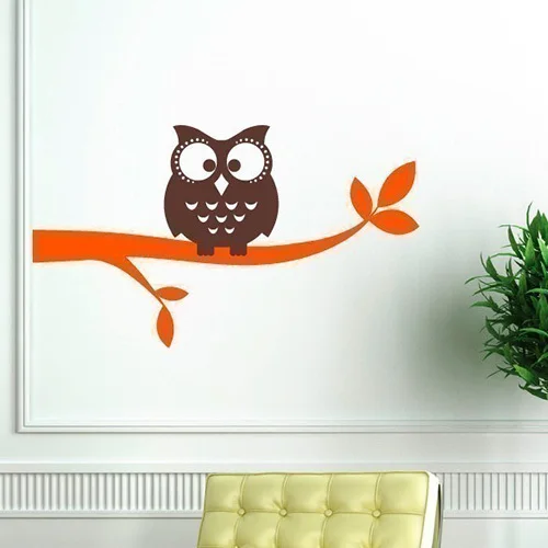 Owl on a Branch Vinyl Wall Decal - Owl Wall Decals - Children Baby Boy Girl