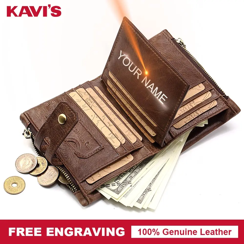 

KAVIS Vintage Genuine Leather Wallet Men PORTFOLIO Gift Male Cuzdan Portomonee Perse Coin Purse Pocket Bag Mini Purse Vallet