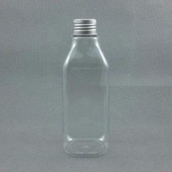 

Wholesale 250ml transparent square aluminum cap empty cosmetic plastic bottles containers 50pc/lot free shipping
