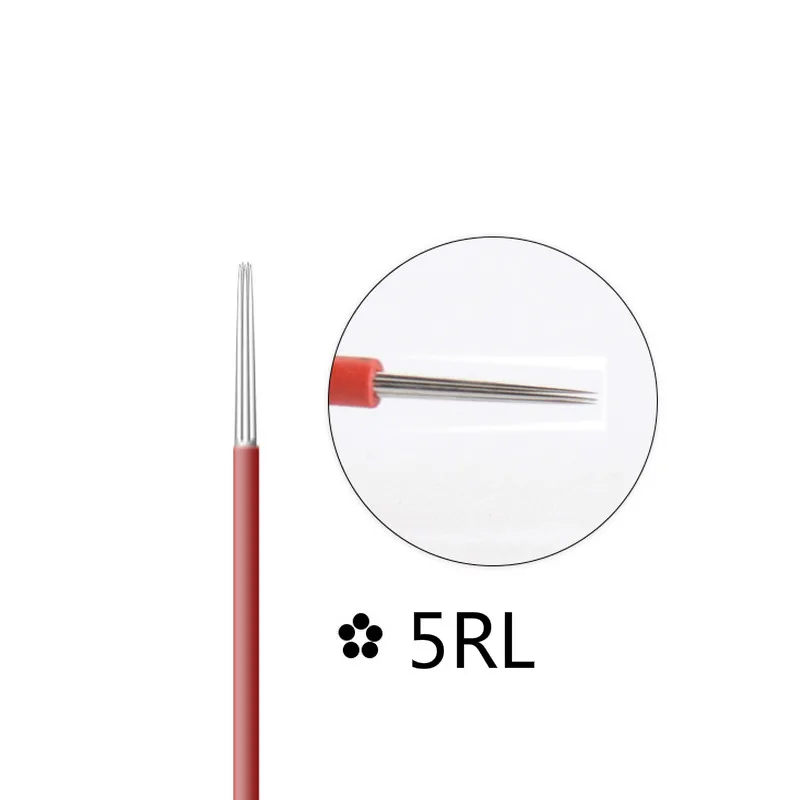 Профессиональный 50 шт одноразовый Круглый иглы татуировки перманентный макияж ручка для губ бровей 4 размера микс 5RL 3RL 3RS 5RS