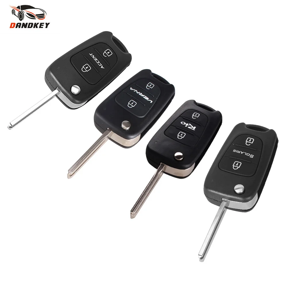 

Dandkey Flip Folding Remote key Shell For HYUNDAI Accent Verna For KIA Rio Sportage 3 Buttons Replacement Car Key With Bldae