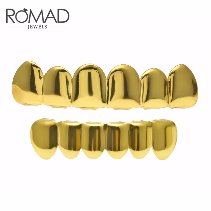 BOAKO Hip Hop Teeth Grillz Set Silver Gold Tooth Top Bottom Caps Punk False Dental Grills For Women Body Jewelry Cosplay Party - Окраска металла: 1