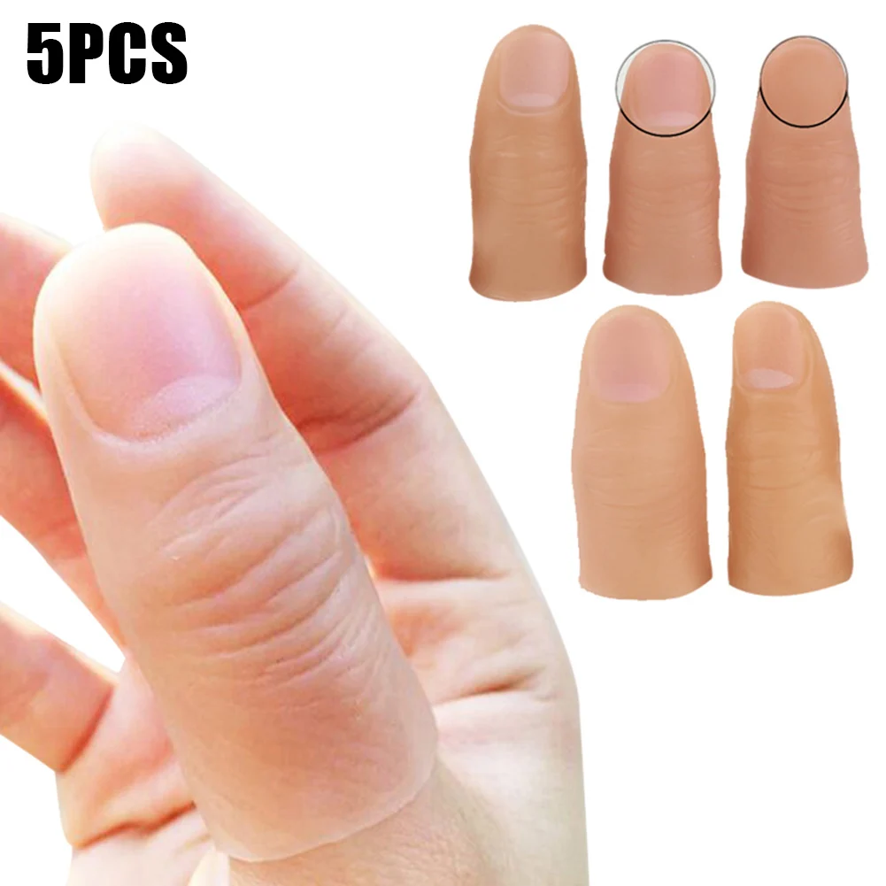 

5pcs Finger Magic Trick Fake Soft Thumb Tip Close Up Stage Show Prop Prank Toy 998