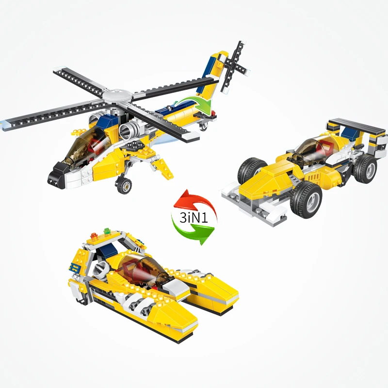 

340pcs Model Comaptible With Technic Racing Car Ship Toys For Children 3 in 1 Building Blocks Birthday Gifts Technics