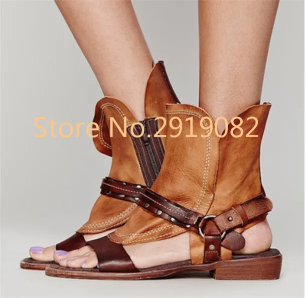 

2017 New Arrival Black Brown Gray Available Handsome Women Sandals Zip Opening Metal Decoration Flats Casual Summer Shoes Rome
