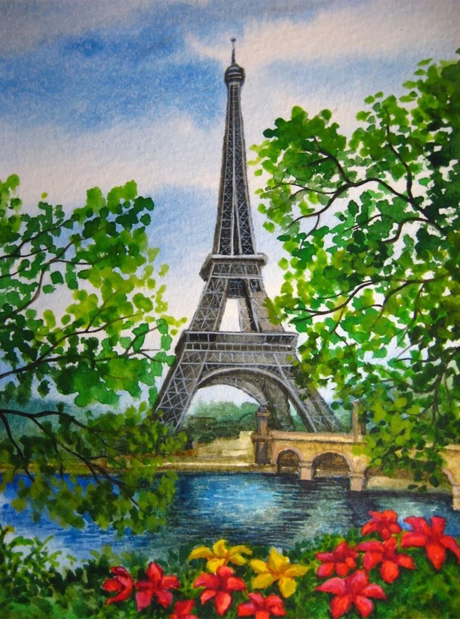 

5D DIY Diamond Painting Tower Landscape Embroidery Sale Flowers Rhinestones Mosaic Picture