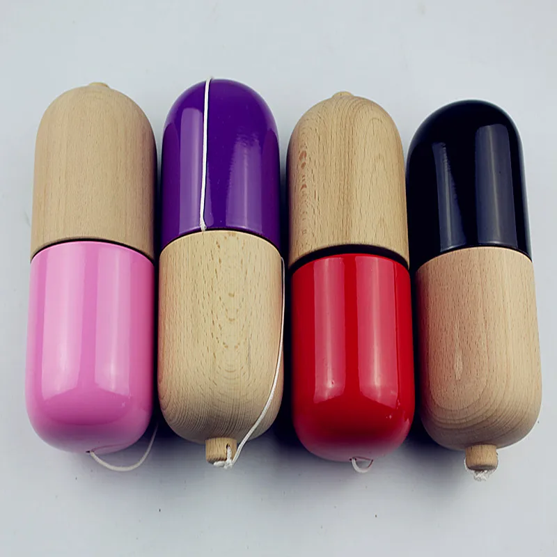 wood kendama pill toy japanese USA beach wood ball juggling toy shape