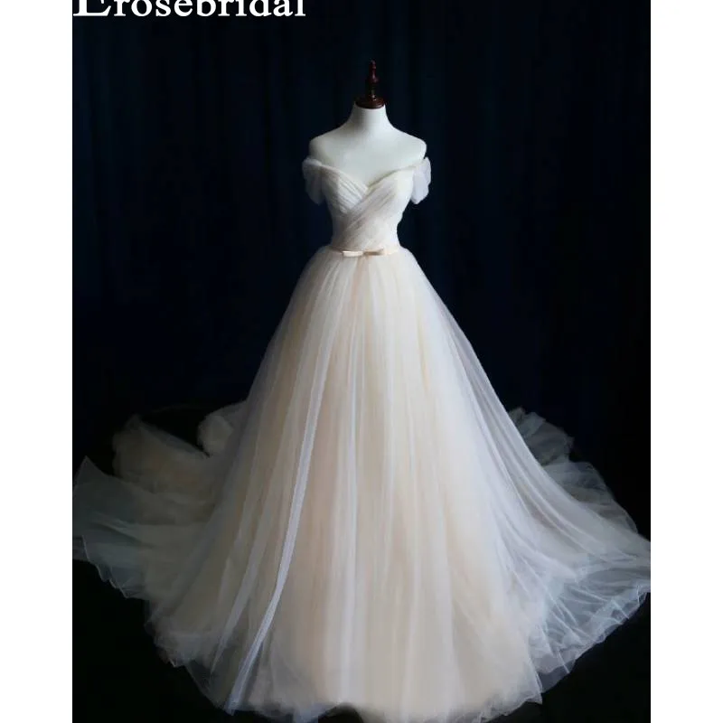 Женское длинное платье с открытыми плечами Erosebridal трапециевидной формы большого