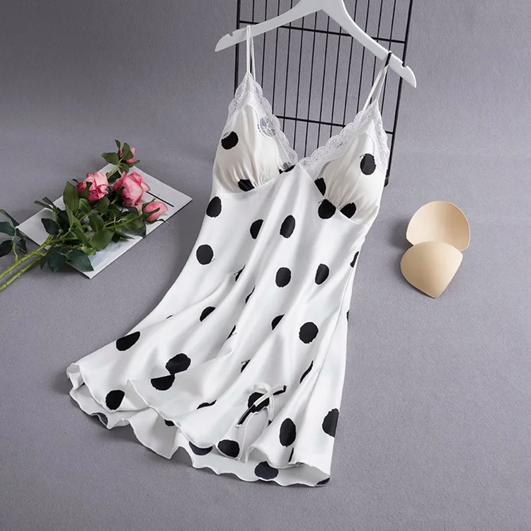Print Polka dot Ladies Sexy Silk Satin 
