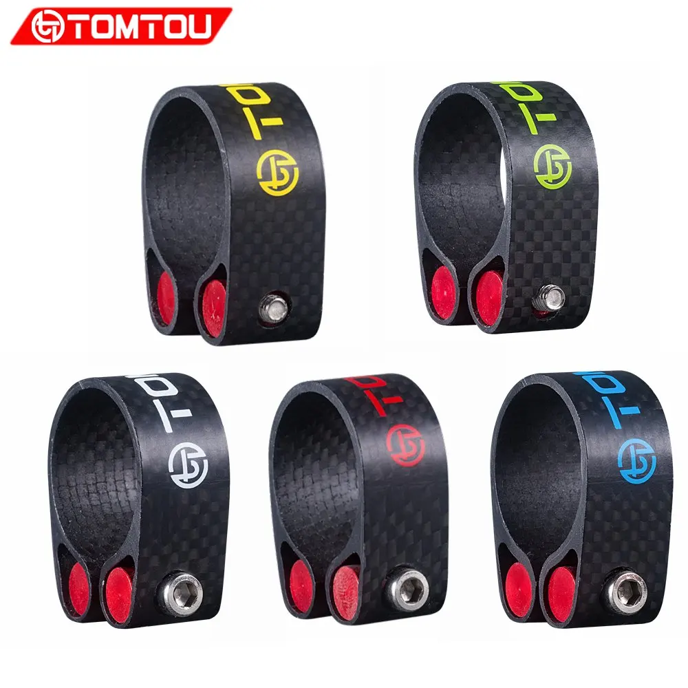 TOMTOU Matte 3K Carbon Fiber Seatpost Clamp Mountain Bike Road Bike