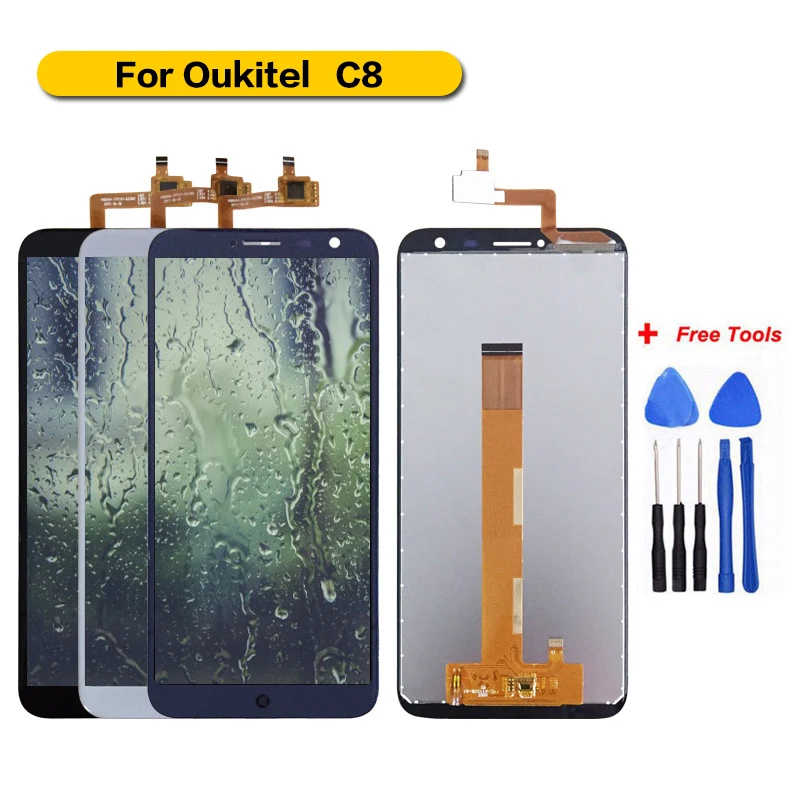

100% Tested For Oukitel C8 Display+Touch Screen Assembly Screen For Oukitel C8 with Free Tools