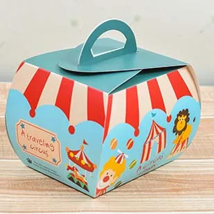 

Small size13*9.5*10cm Lovely Circus Carnival Cake box packing box Portable mousse pastry box 100pcs/lot