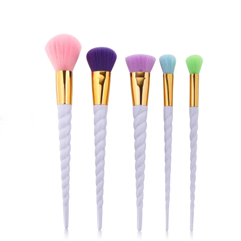 

Fashion 5pcs Colorful Unicorn Make Up Brushes Set High Quality Powder Eye Face Foundation Blending Cosmetic Beauty Make Up Tool