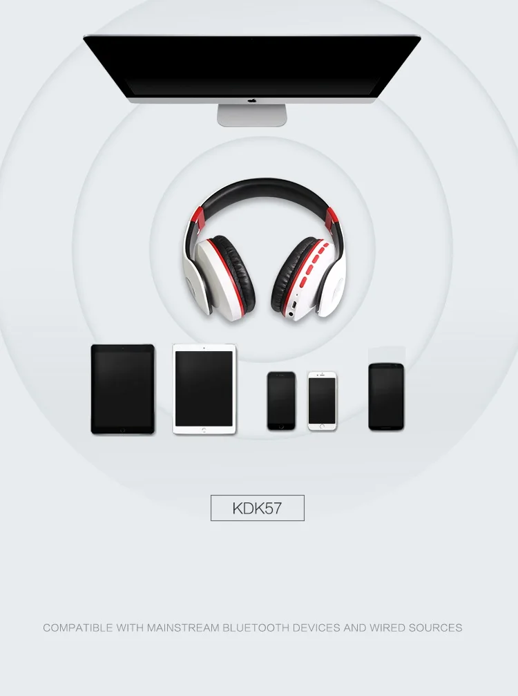 MagiftK57 Wireless Bluetooth Headphones Support FM Radio TF Card 3.5mm Audio cable Wired Headset CVC6.0 for Xiaomi (9)