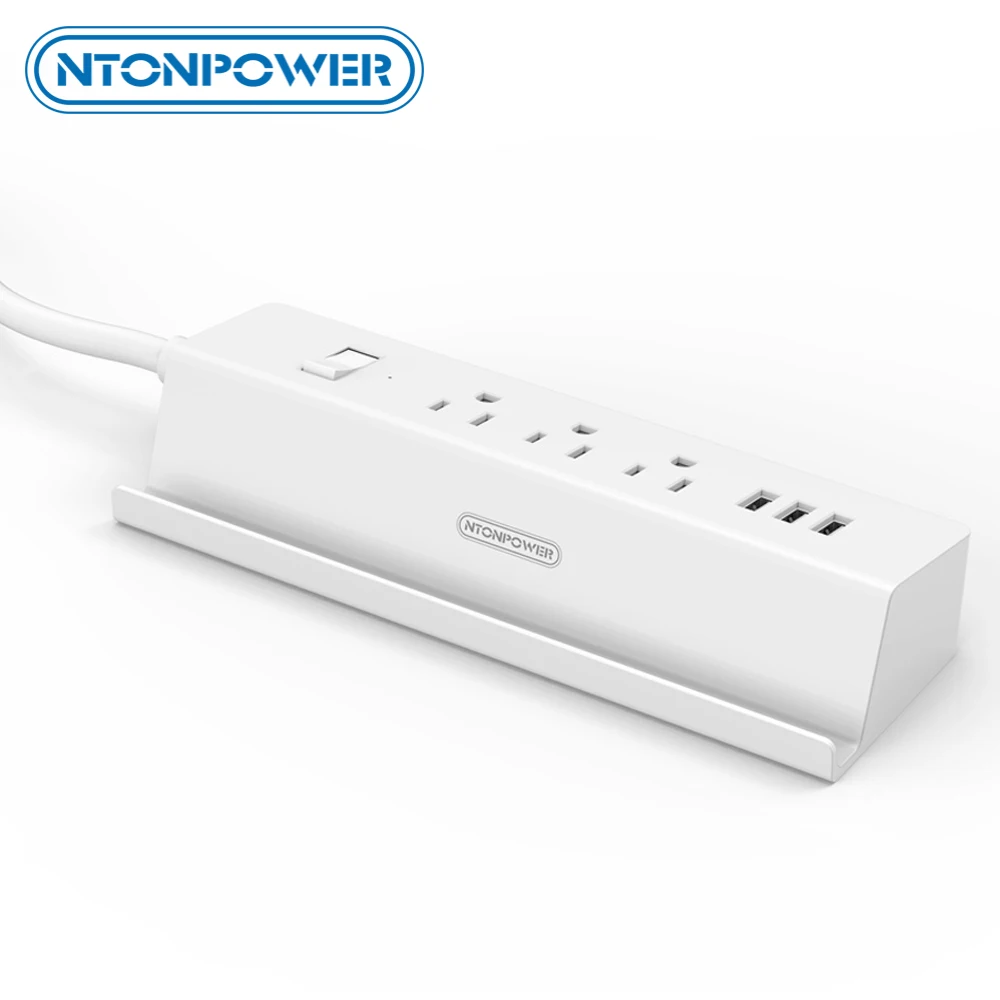 

NTONPOWER Smart Power Socket US Plug 15A 125V Overload Switch Energy Saving 3-Outlet with 3 USB Charging Port -Video Phone Stand