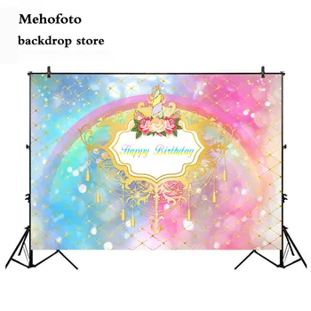 

Mehofoto Birthday Photo Party Photography Backdrops Glitter Backgrounds Rainbow Unicorn Photo Shoot Newborn Baby Props