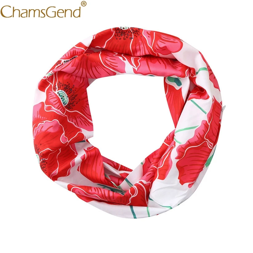 

Newly Design Poppy Print Women Winter Convertible Infinity Loop Scarf Zipper Pocket Scarves Woman Warm Rings 81224