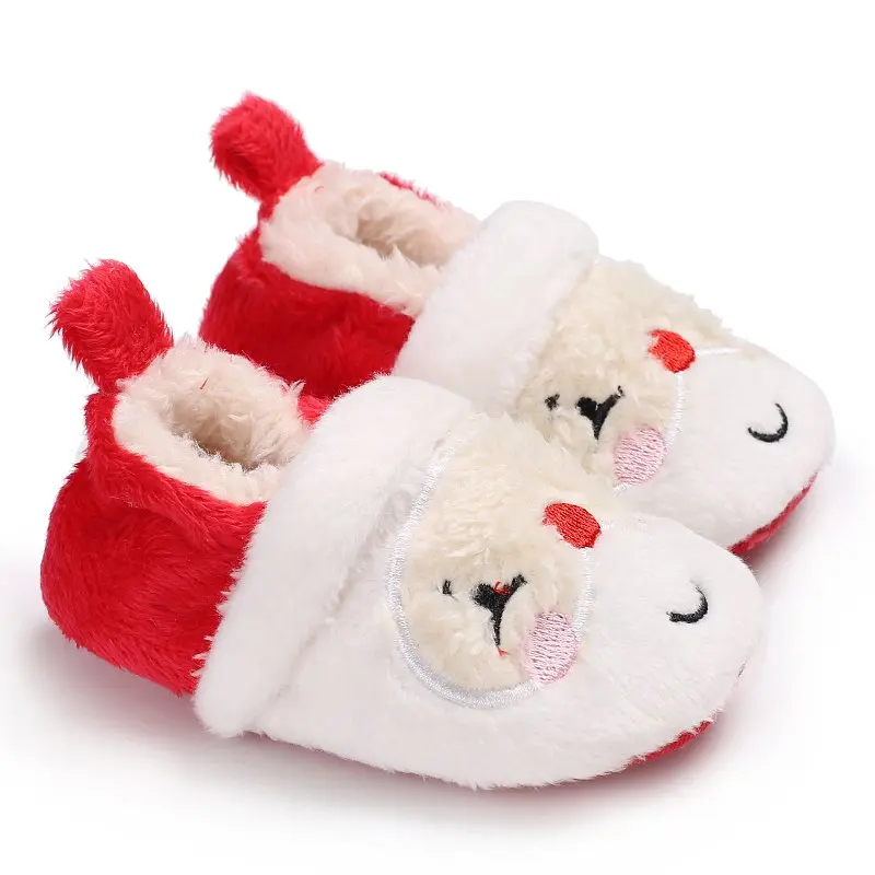 Для рождественской вечеринки детские обувь для малышей младенцев для новорожденных мягкая подошва Санта Клаус первые ходунки Prewalkers