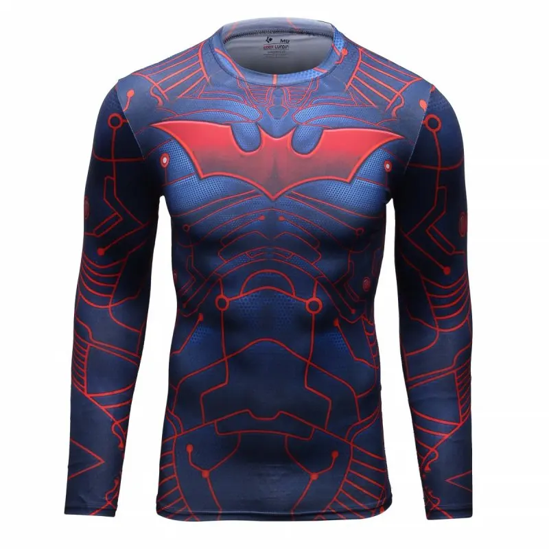 

Red Plume Men Bat Logo Party Mixed Color T-Shirt Running Training Long Sleeve Shirt