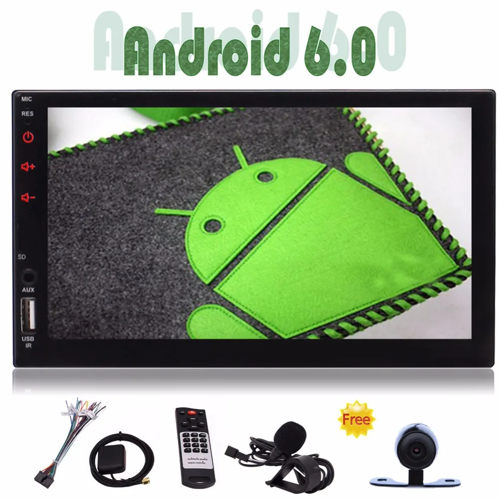 

Android 6.0 7 " Car Stereo Rear view Camera Auto Radio AM/FM/RDS 2 din Head Unit GPS Navigation Mirror Link External Microphone