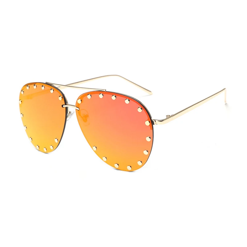 Превосходное качество ретро классические Поляризованные солнцезащитные очки элегантные женские резные Солнцезащитные очки с большой оправой Роскошные зеркальные женские - Цвет линз: orange red