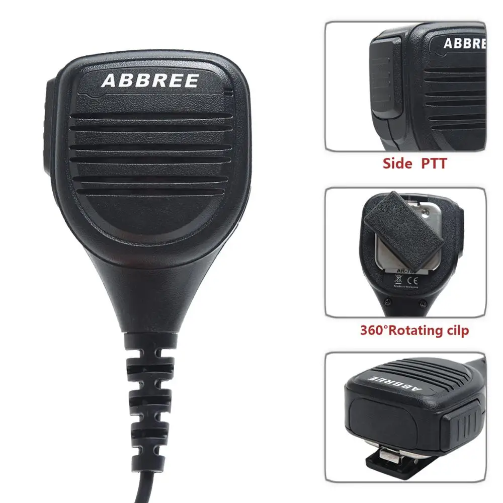 ABBREE AR-760 радио спикер микрофон Микрофон PTT для Портативный двухстороннее радио иди и болтай Walkie Talkie Baofeng UV-5R UV-82 BF-888S UV-S9