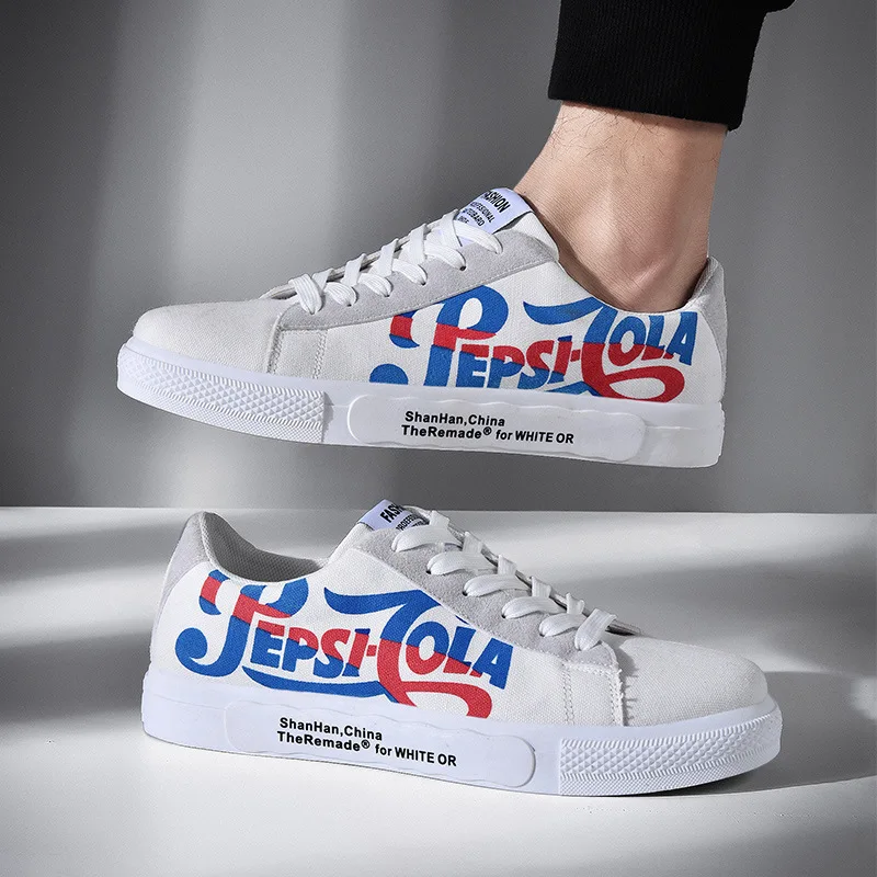 2019 Canvas Shoe Ventilation Male Casual Platform Shoes Young Trend Doodle Men's Skate Shoes Zapatos De Hombre Sneakers Men