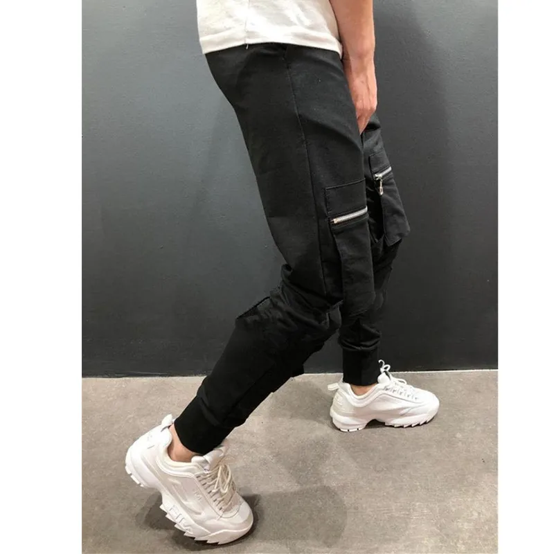 New Spring Sportswear Mens Pants Elastic Waist Sweatpants Loose Pockets Male Pants Joggers Casual Pants Men