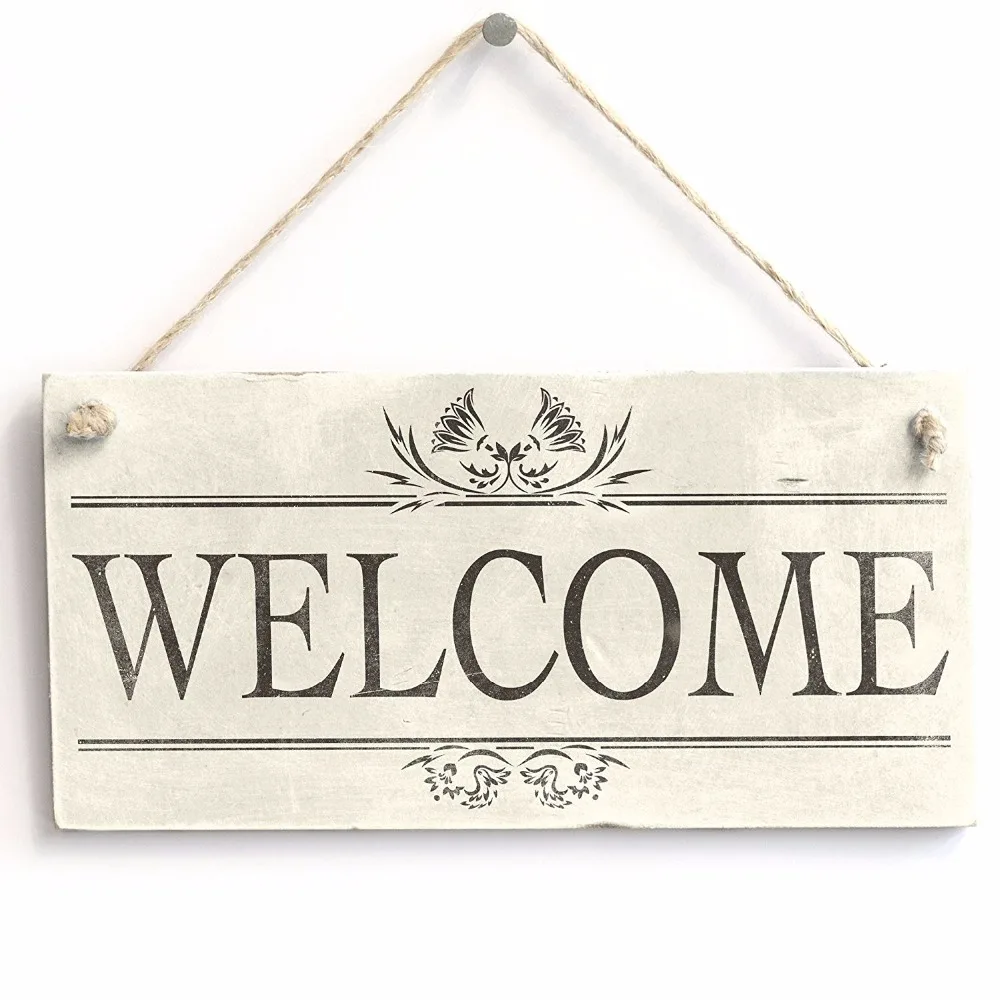 

Meijiafei Welcome - Rustic PVC Sign/ Plaque For Entrance or Porch Home Decor 10"x5"