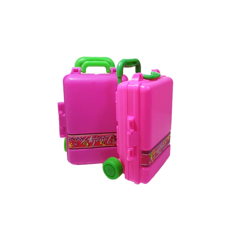 Kids Toy Plastic 3D Cute Travel Suitcase Luggage Case Trunk For 1//6 Dollhouse