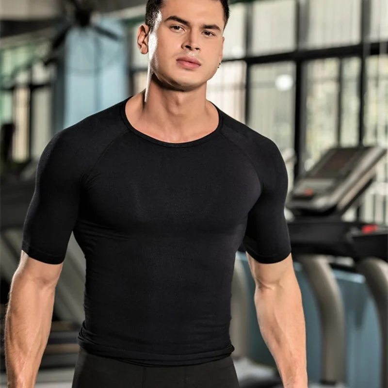 

Summer men compression t shirt outdoor sports training short sleeve tshirt mens fitness gym tights running tops clothing
