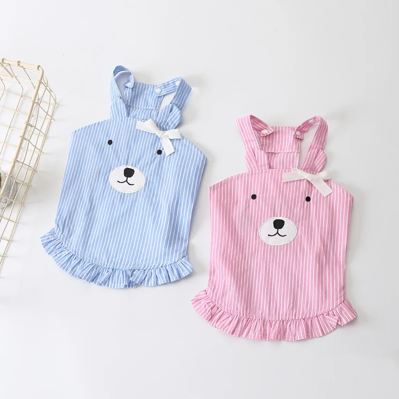

Summer Dog Clothes Couple Pets Dogs Clothing For Small Medium Dogs Chihuahua Striped Puppy Outfit Yorkshire Pet Puppy Clothing