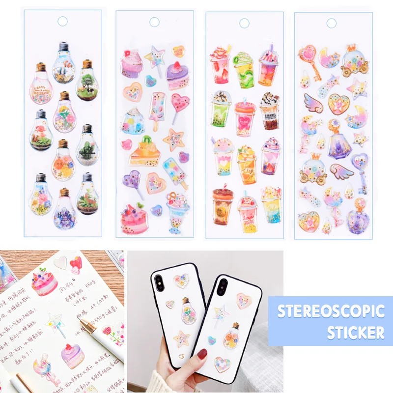 

Three-Dimensional Sticker Crystal Sticker Paper Sticker Gifts Cute Cool Diary Book Decoration Funny Plastic Computer Notes