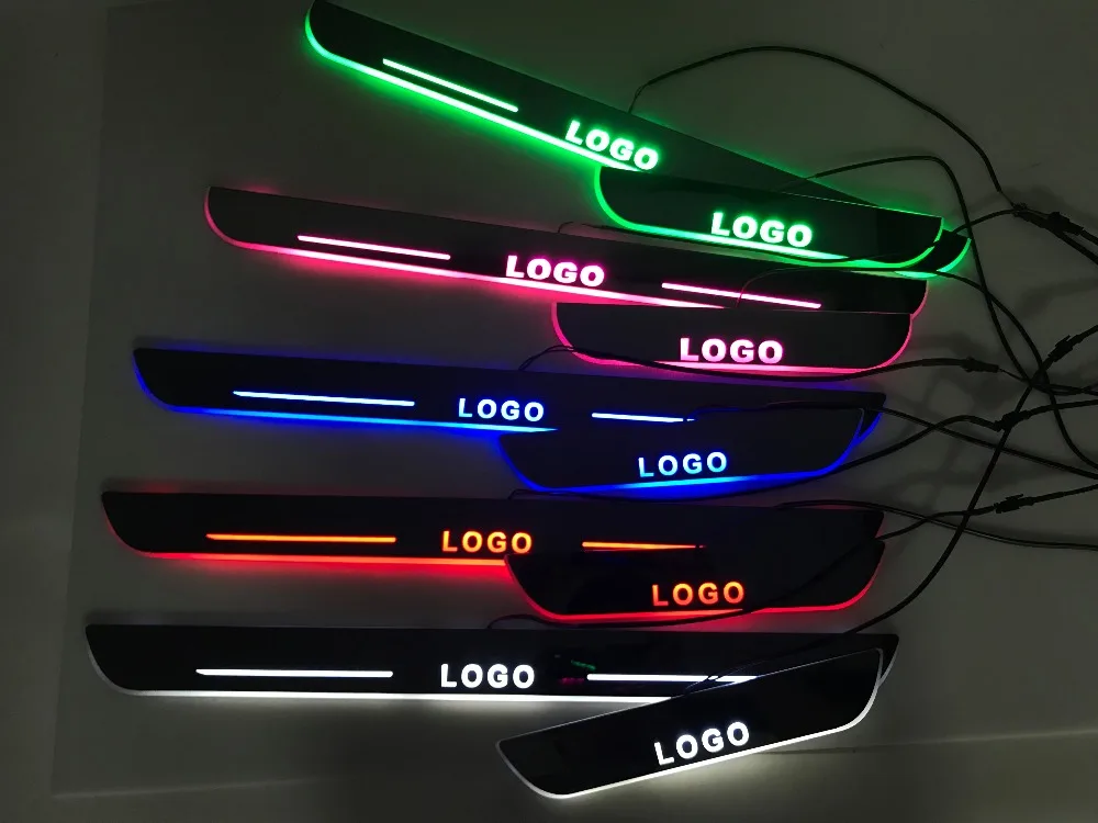 

Osmrk Nerf Bars & Running Boards with led moving door scuff plate sill overlays dynamic light welcome lamp for Great wall
