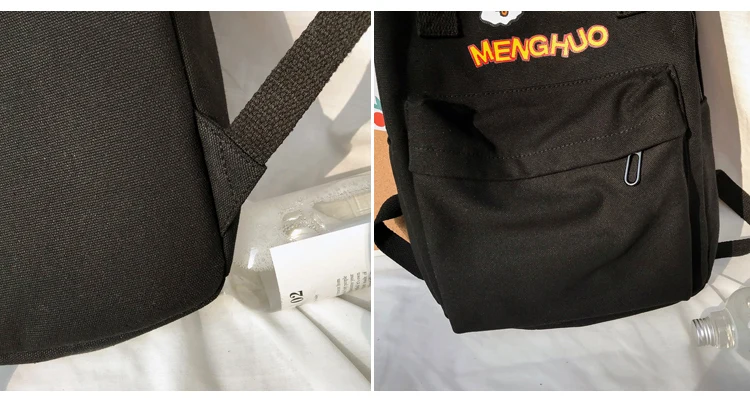 Menghuo Women Canvas Backpacks High Quality Cartoon Printed School Bag for Teenagers Girls Laptop Backpack Solid Travel Backpack_35