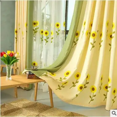 Haute qualité de tournesol broderie rideau est adapté pour le salon/chambre/rideau tissu personnalisation du produit