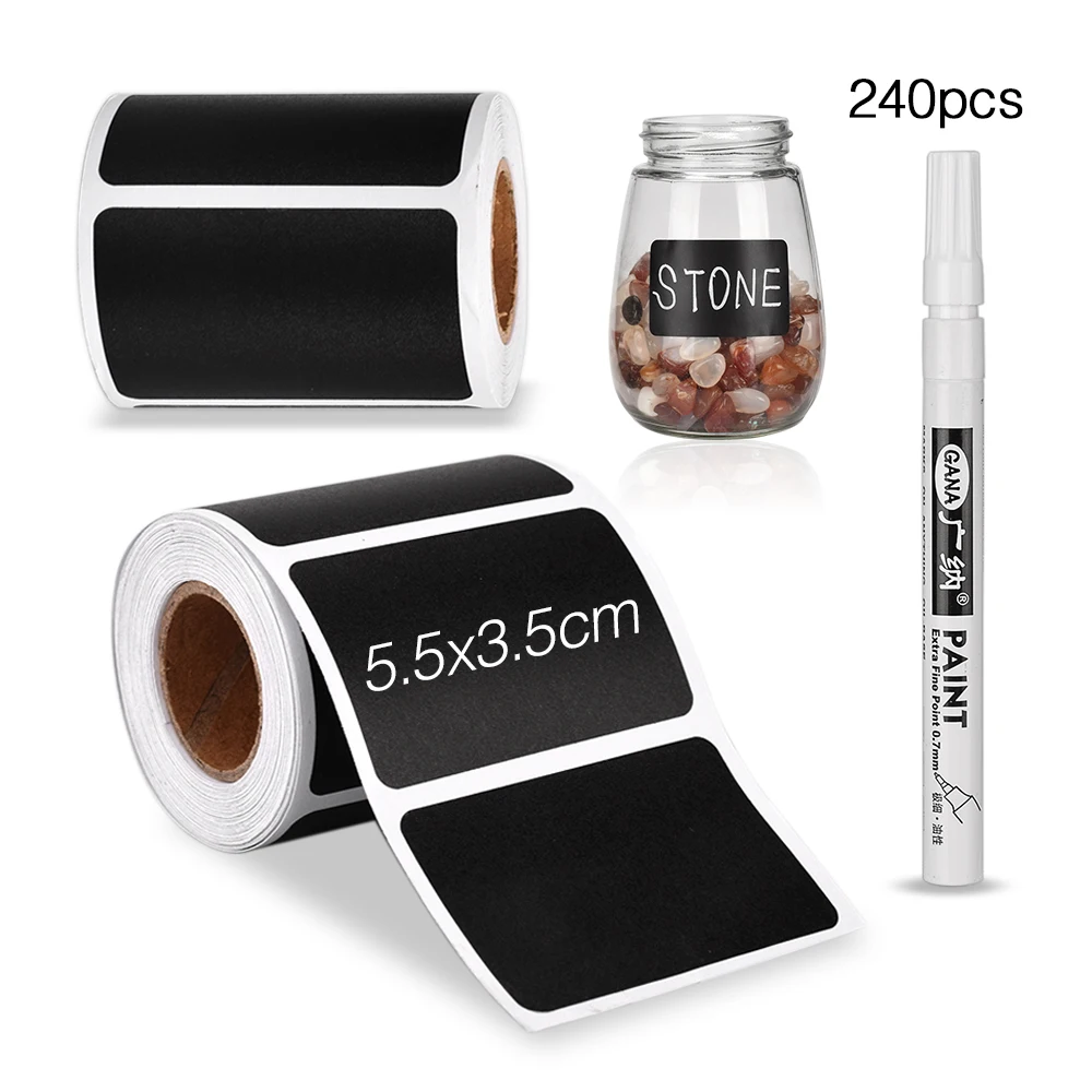 

2 Rolls 240pcs Jar Sticker Removable Kitchen Label Sticker Storage Organizer Jars Jams Stickers Spices Stickers Blackboard Tags