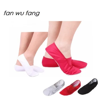

fan wu fang 2017 Hot 3 Color Soft Sole Canvas Yoga Gym Shoes Ballet Dance Shoes Slippers Women Children According The CM To Buy