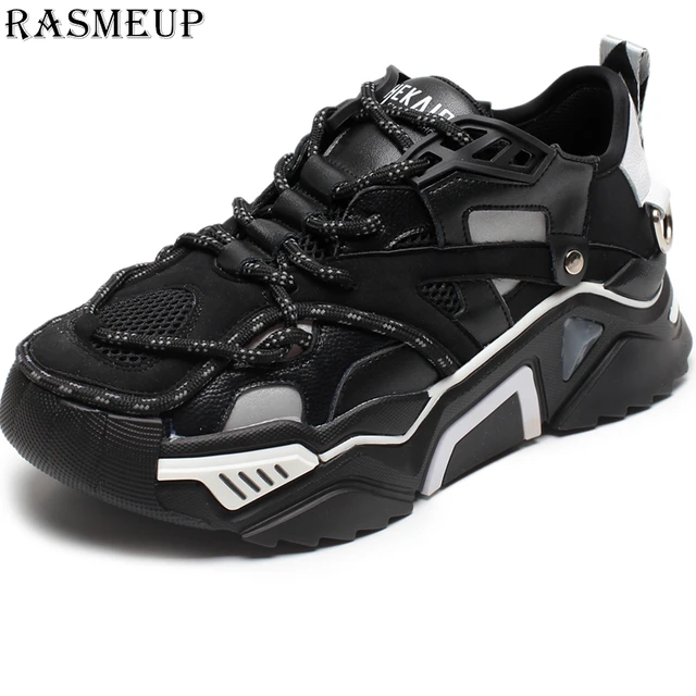 US $33.89 RASMEUP Genuine Leather Women Chunky Sneakers 2019 Platform Women Shoes Fashion Woman Trainers Ladi