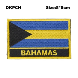 Багамские Острова квадратной формы Железный Флаг патч вышитые пилы на значки, патчи для одежды PT0024-R - Цвет: PT0024-R
