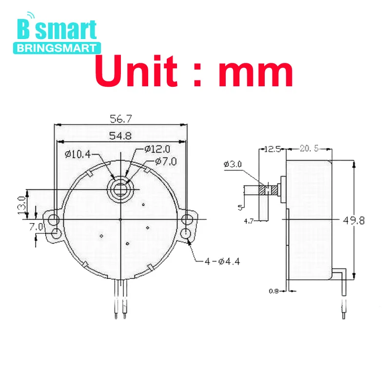 Bringsmart TYC-50 синхронный двигатель с постоянным магнитом CW/CCW 0,9~ 70 об/мин электродвигатель 4 Вт четыре вала для вентилятора микроволновая печь микро мотор