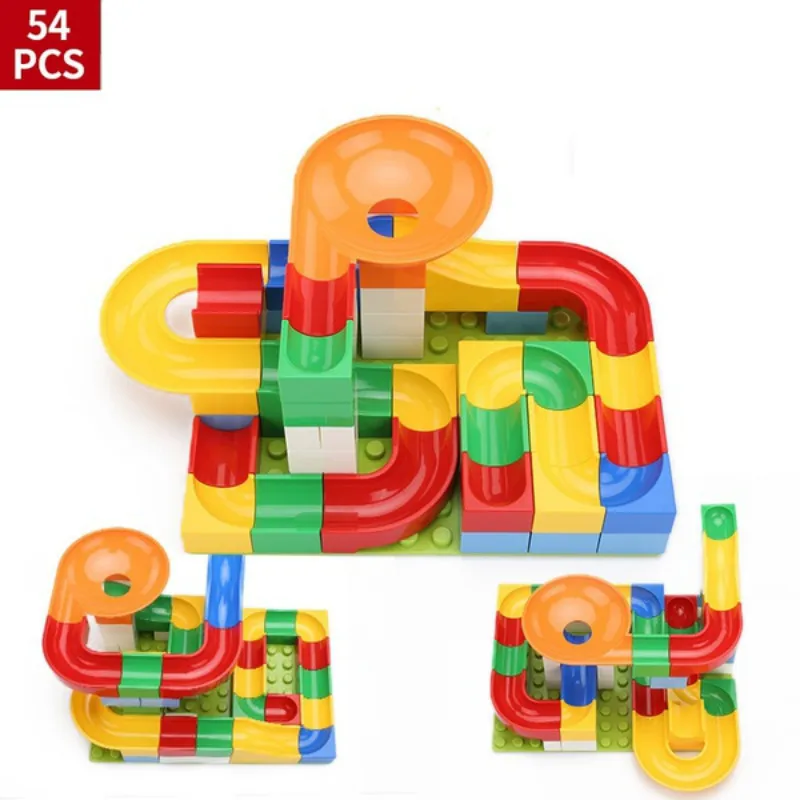 

2019 new 52Pcs Construction Marble Race Run Maze Balls Track Building Blocks Big Size Educational Bricks Compatible with