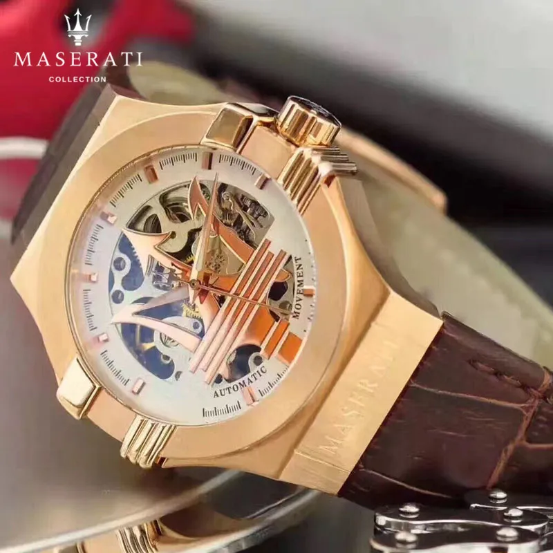 

Maserati Quartz Wristwatches Hot Sale 2018 Men Genuine Leather Strap 50M Waterproof Casual Clock Men's Quartz Watches 98656413