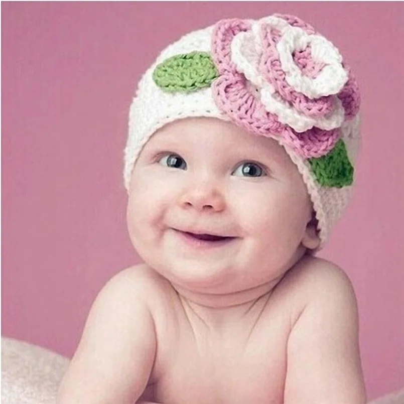 Cute Big Flower Baby Kids Infant Toddler Girl Warm Beanie Knit Hat Cap beanies cotton bonnet children accessories cartoon bear baby girl boy toddler infant kid newborn children knit hat beanie cotton cap