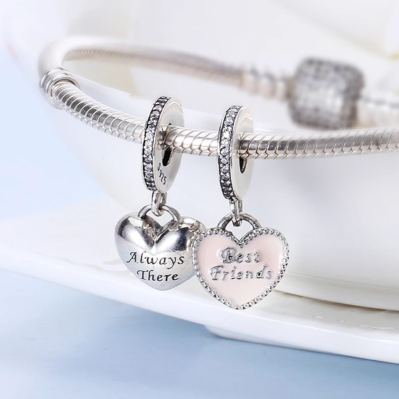 

100% 925 Sterling Silver Fit Original Pandora Bracelet Best Friends Pendant Charms DIY Charms Beads for Jewelry Making Gift