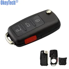 OkeyTech 3+ 1 Panic 4 кнопки флип дистанционного ключа автомобиля оболочки для VOLKSWAGEN VW Touareg Switchblade авто Замена чехол Крышка Fob