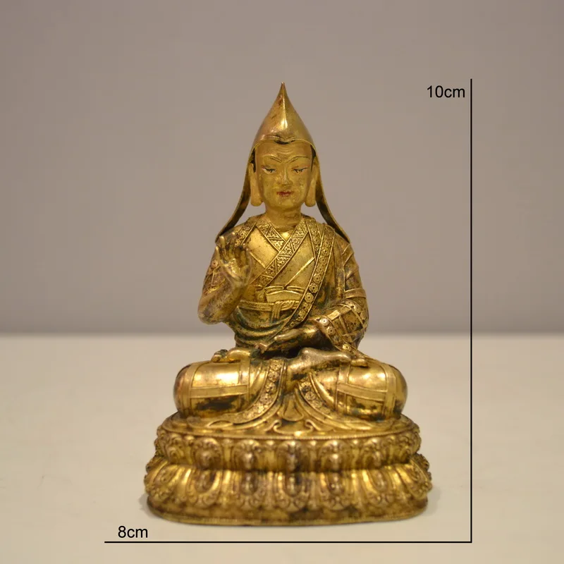 Тибет Tsongkhapa мастера и ученики три предка бронзовые бляшки золото Тибет старый Будда статуи
