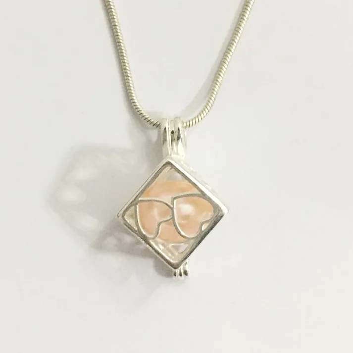 

925 Sterling Silver Love Box Beads Locket , Hollow Hearts Shape Cubic Cage Pendant Can Open Love Gift Charm