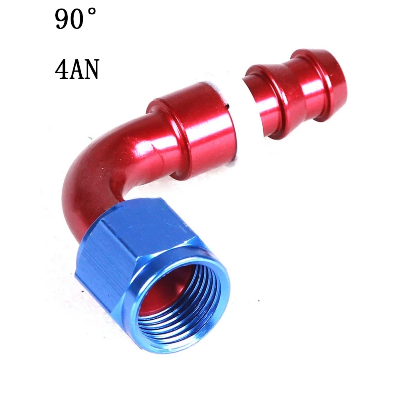 Фитинг адаптер нажимной масляный радиатор конец шланга многоразового использования фитинги масляный фитинг 90 градусов алюминиевые фитинги конец шланга красный и синий - Цвет: C1