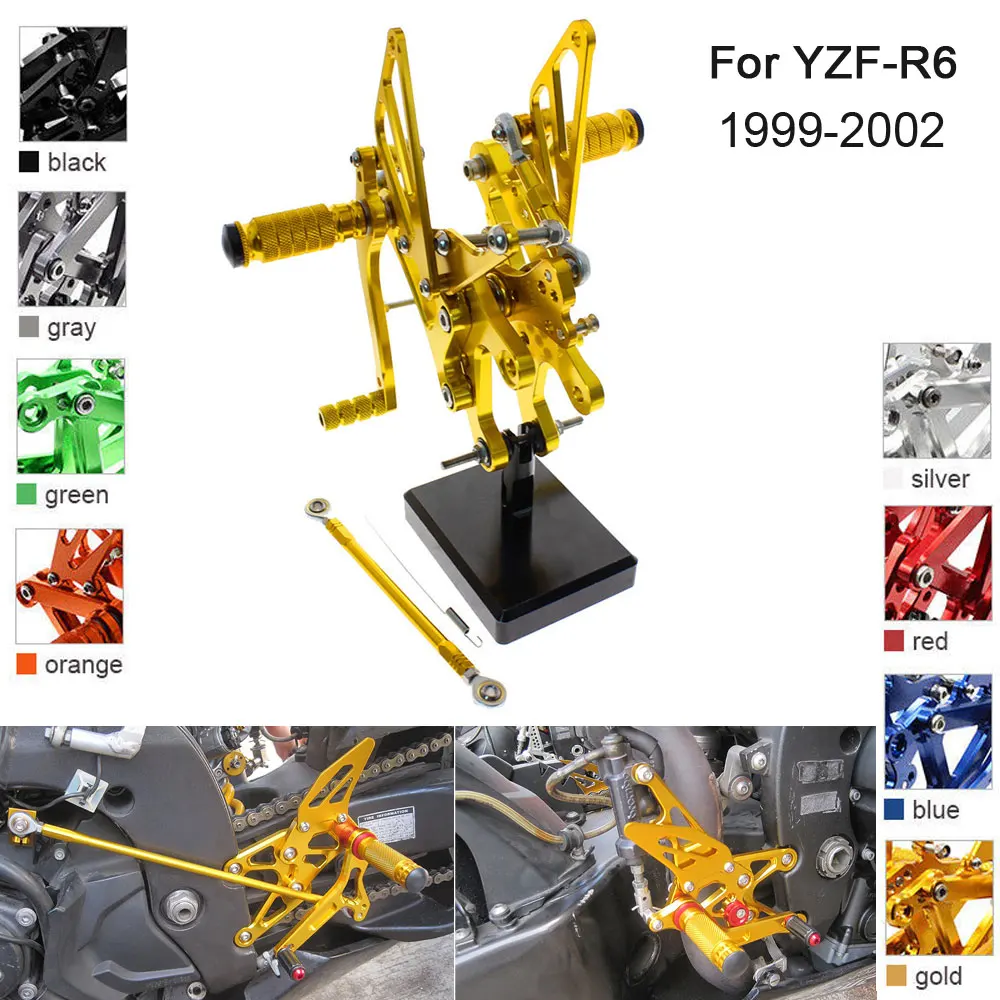 CNC Алюминиевые Регулируемые задние педали для Yamaha YZF R6 1999 2000 2001 2002|Подставки под